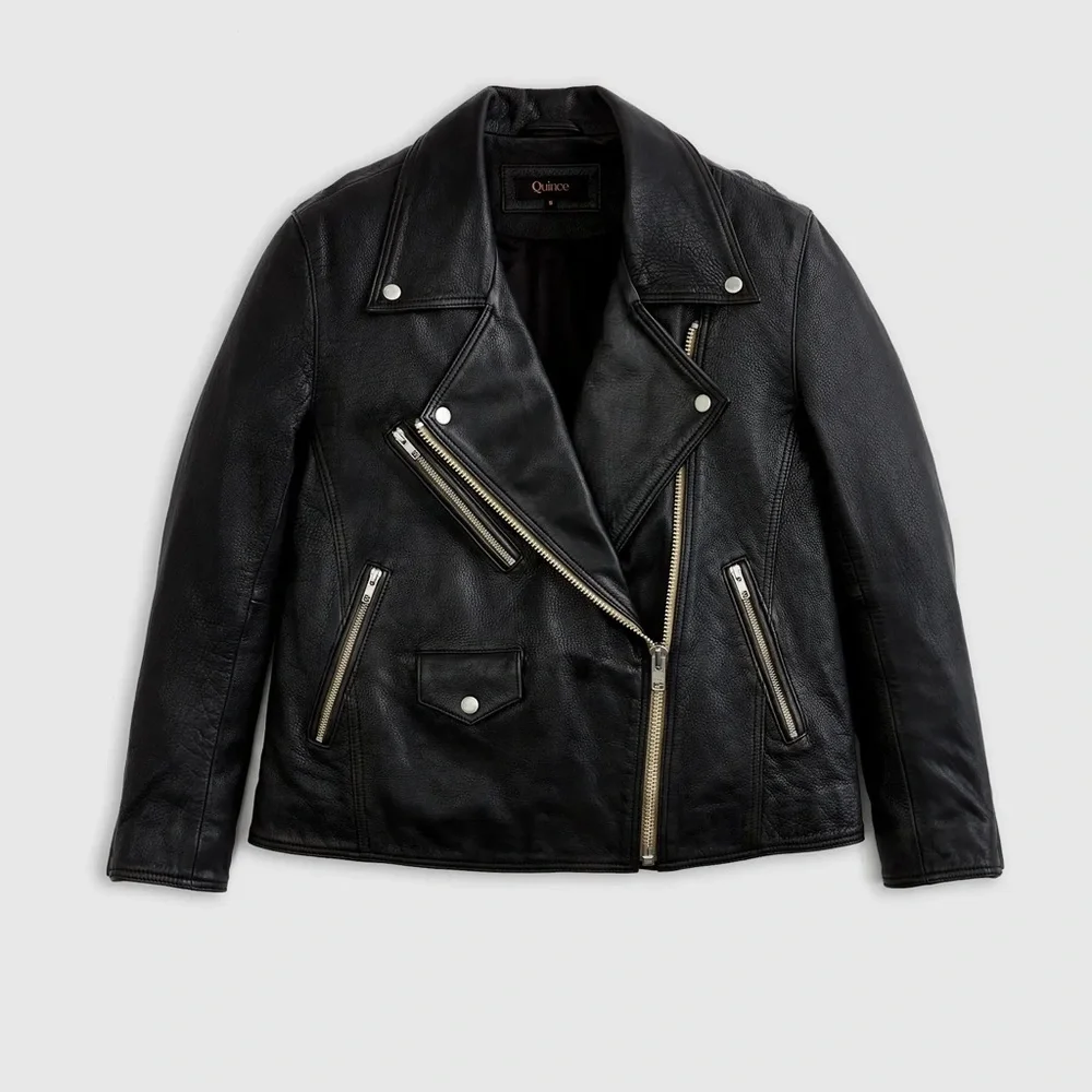 Quince 100% Leather Oversized Biker Jacket - XS - Picture 4 of 9
